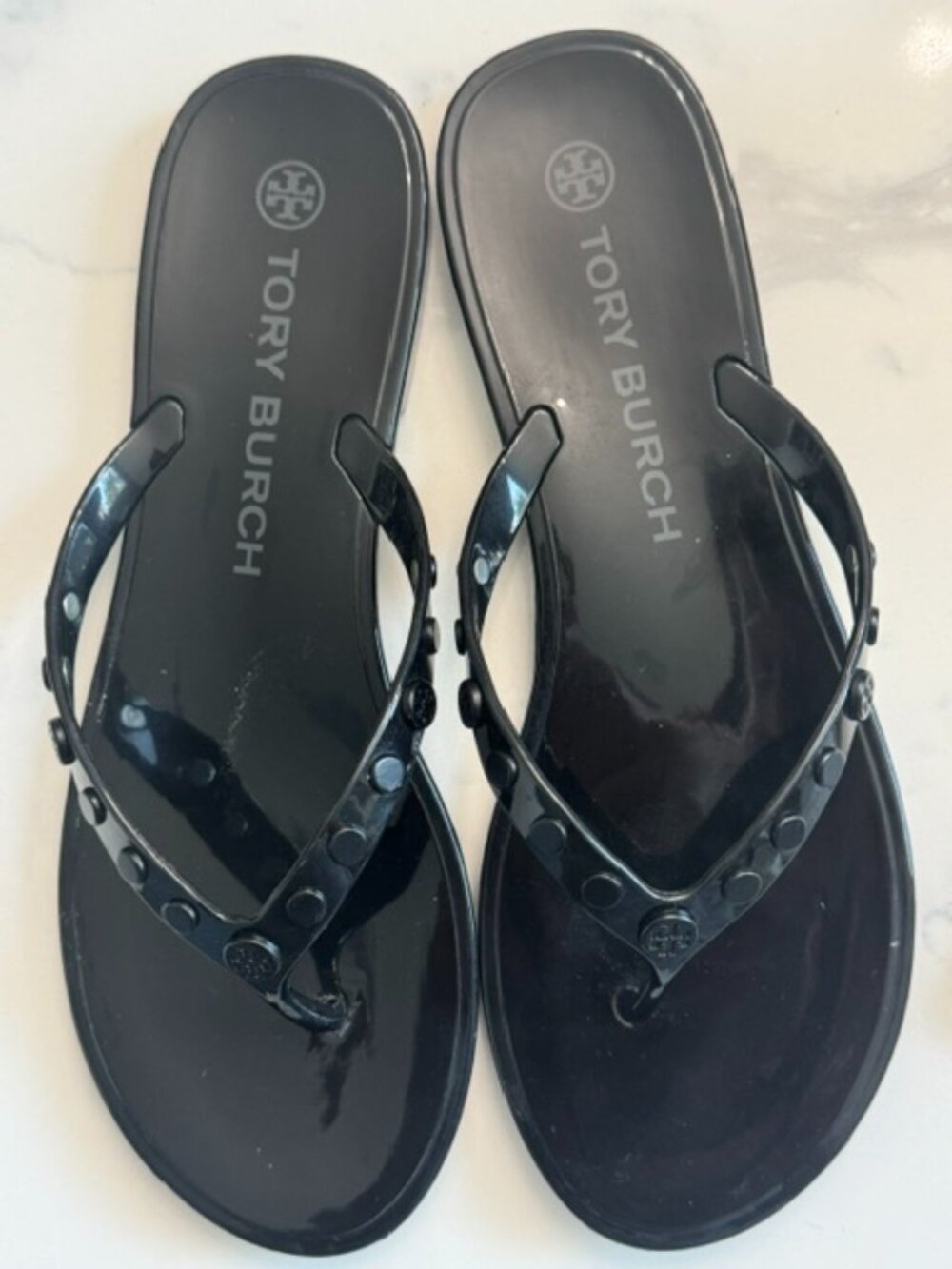 Tory Burch Studded Jelly Sandals sz 9 Black